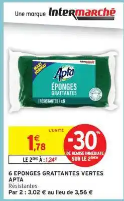 Intermarché 6 EPONGES GRATTANTES VERTES APTA offre
