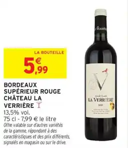 Intermarché Bordeaux supérieur rouge château la verrière offre