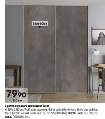 Bricorama 2 portes de placard coulissantes béton offre