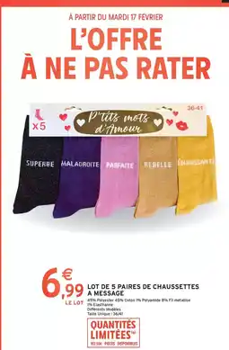 Intermarché Express Lot de 5 paires de chaussettes a message offre