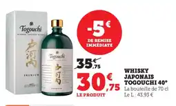 Bi1 Whisky japonais togouchi 40° offre