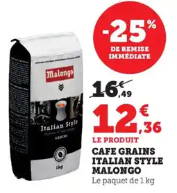 Bi1 Cafe grains italian style malongo offre