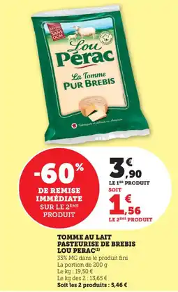 Bi1 Tomme au lait pasteurise de brebis lou perac offre