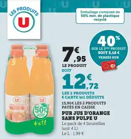 Bi1 Pur jus d'orange sans pulpe u offre