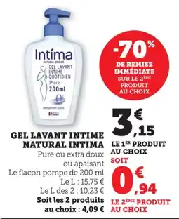 Bi1 Gel lavant intime natural intima offre