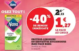 Bi1 Protege-lingeries ou serviettes hygieniques maxi pack nana offre