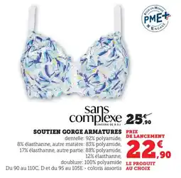 Bi1 Sans complexe soutien gorge armatures offre