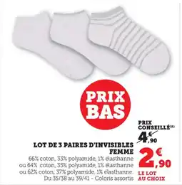 Bi1 Lot de 3 paires d'invisibles femme offre
