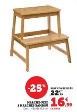 Super U Dim - marche-pied 2 marches bambou offre