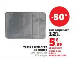 Super U Dim - tapis a memoire de forme offre