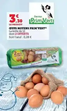 U Express Oeufs moyens prim vert offre