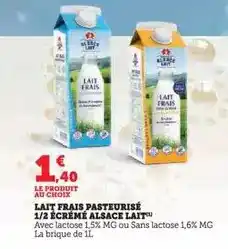 U Express Alsace lait - lait frais pasteurisé 1/2 écrémé offre