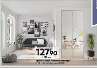 Bricorama 2 portes de placard coulissantes miroir argent offre