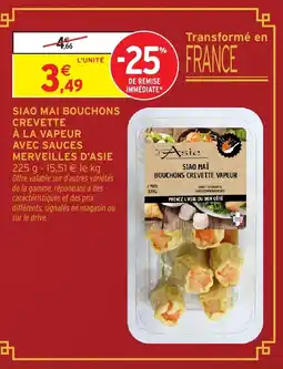 Intermarché Hyper MERVEILLES D'ASIE Siao mai bouchons crevette à la vapeur avec sauces offre