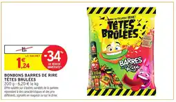 Intermarché Hyper TÊTES BRULÉES Bonbons barres de rire offre