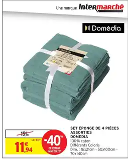 Intermarché Hyper DOMEDIA Set éponge de 4 pièces assorties offre