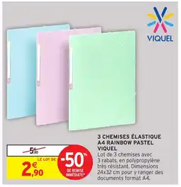 Intermarché Hyper VIQUEL 3 chemises élastique a4 rainbow pastel offre