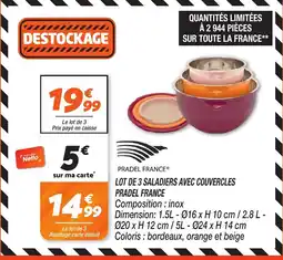 Netto PRADEL FRANCE Lot de 3 saladiers avec couvercles offre