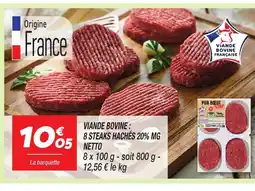 Netto NETTO Viande bovine : 8 steaks hachés 20% mg offre