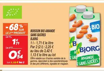 BJORG Boisson bio amande sans sucres