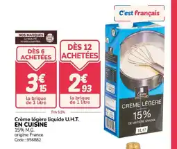 Promocash EN CUISINE Crème légère liquide U.H.T. offre
