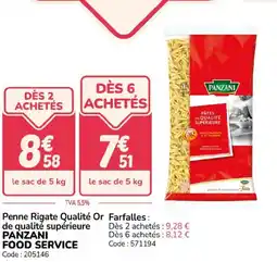 Promocash PANZANI FOOD SERVICE Penne Rigate Qualité Or Farfalles: de qualité supérieure offre