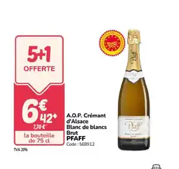 Promocash PFAFF A.O.P. Crémant d'Alsace Blanc de blancs Brut offre
