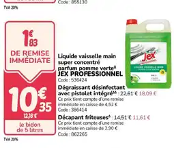 Promocash JEX PROFESSIONNEL Liquide vaisselle main super concentré parfum pomme verte offre
