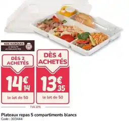 Promocash Plateaux repas 5 compartiments blancs offre