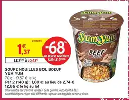 Intermarché Express YUM YUM Soupe nouilles bol boeuf offre
