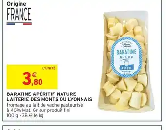 LAITERIE DES MONTS DU LYONNAIS Baratine apéritif nature