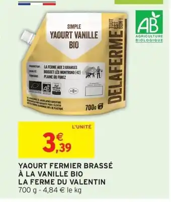 LA FERME DU VALENTIN Yaourt fermier brassé à la vanille bio