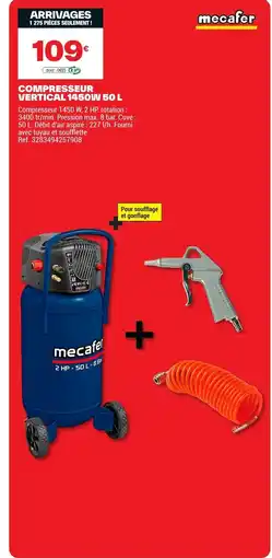 Brico Dépôt Compresseur vertical 1450w 50 l offre
