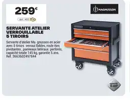 Brico Dépôt MAGNUSSON Servante atelier verrouillable 5 tiroirs offre