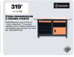 Brico Dépôt MAGNUSSON Établi magnusson 2 tiroirs 1 porte offre