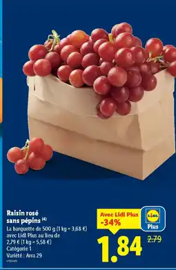 Lidl Raisin rosé sans pépins offre