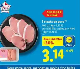 Lidl 5 steaks de porc offre