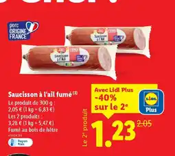 Lidl Saucisson à l'ail fumé offre