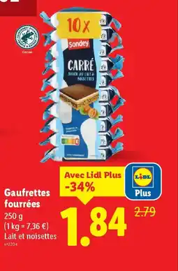 Lidl Gaufrettes fourrées offre