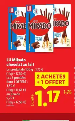 Lidl LU Mikado chocolat au lait offre