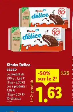 Lidl KINDER DÉLICE cacao offre