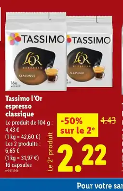 Lidl TASSIMO L'OR espresso classique offre