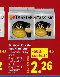 Lidl TASSIMO L'OR café long classique offre