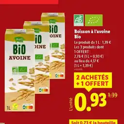 Lidl Boisson à l'avoine Bio offre