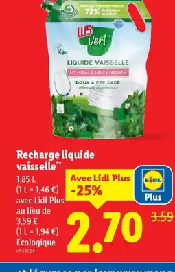 Lidl Recharge liquide vaisselle offre