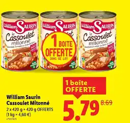 Lidl WILLIAM SAURIN Cassoulet Mitonné offre