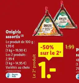 Lidl Onigiris assortis offre