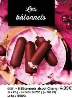 Thiriet 6 Bätonnets alcool Cherry offre