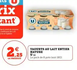 Utile U Yaourts au lait entier nature offre