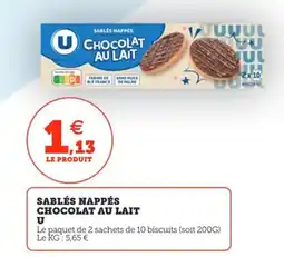 Utile U Sablés nappés chocolat au lait offre